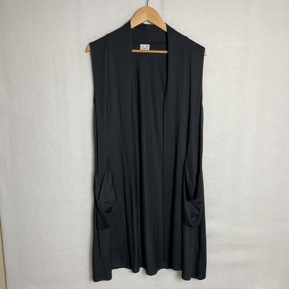 Et Lois Womens Sleeveless Open Front Duster Cardigan Black Medium - Picture 1 of 5